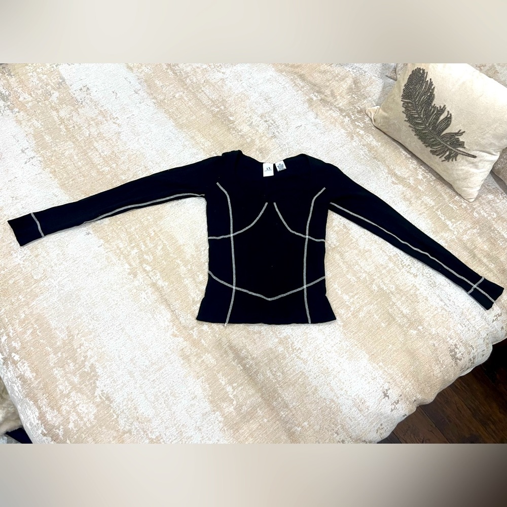 Armani Exchange Black and White Sweater
